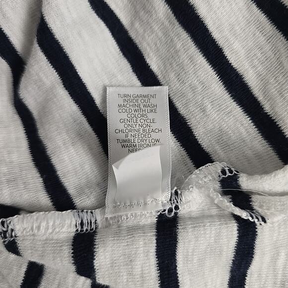 J. Jill Open Front Duster Cardigan Womens 2X Blue White Striped Coastal Sailor - Picture 9 of 11